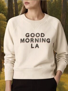 NEW Nili Lotan 'GOOD MORNING LA’ graphic Crewneck Sweatshirt